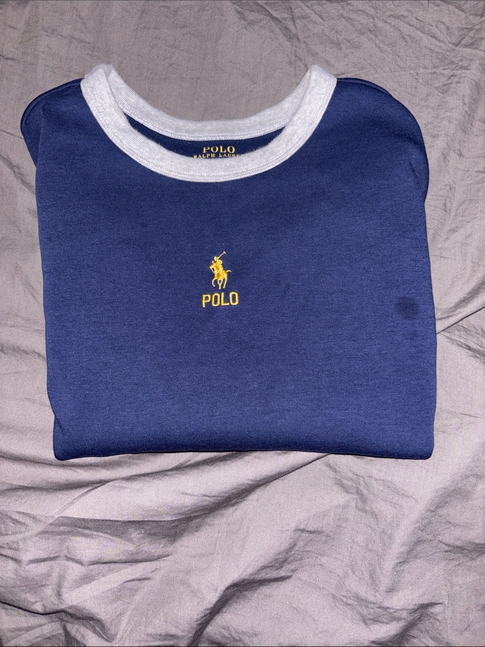 KidPolo by Ralph Lauren Navy Colorblock Crewneck with Burgundy and Green Sleeves